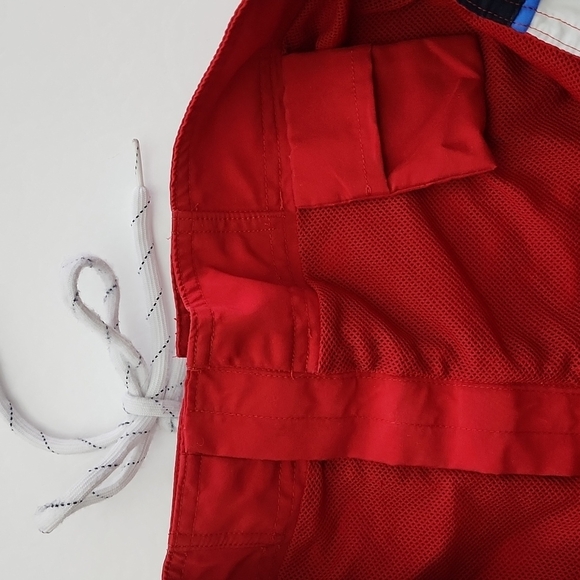 Chaps Men's Board Red Black White  Stripes Shorts Swim Trunks Key Pocket Size 36 - Picture 7 of 14